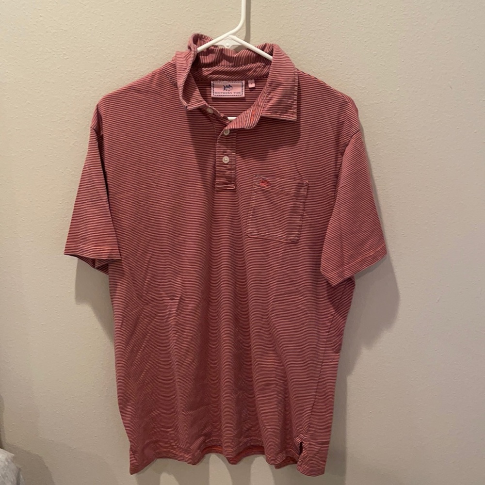 Large striped short sleeve collar southern tide